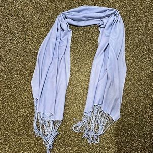 Bloomingdale’s periwinkle blue fringe pashmina scarf wrap